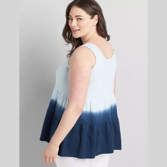Lane Bryant Blue Dip Dye Sweetheart Tiered Max Swing Tank Size 14/16 NWT - Picture 2 of 11